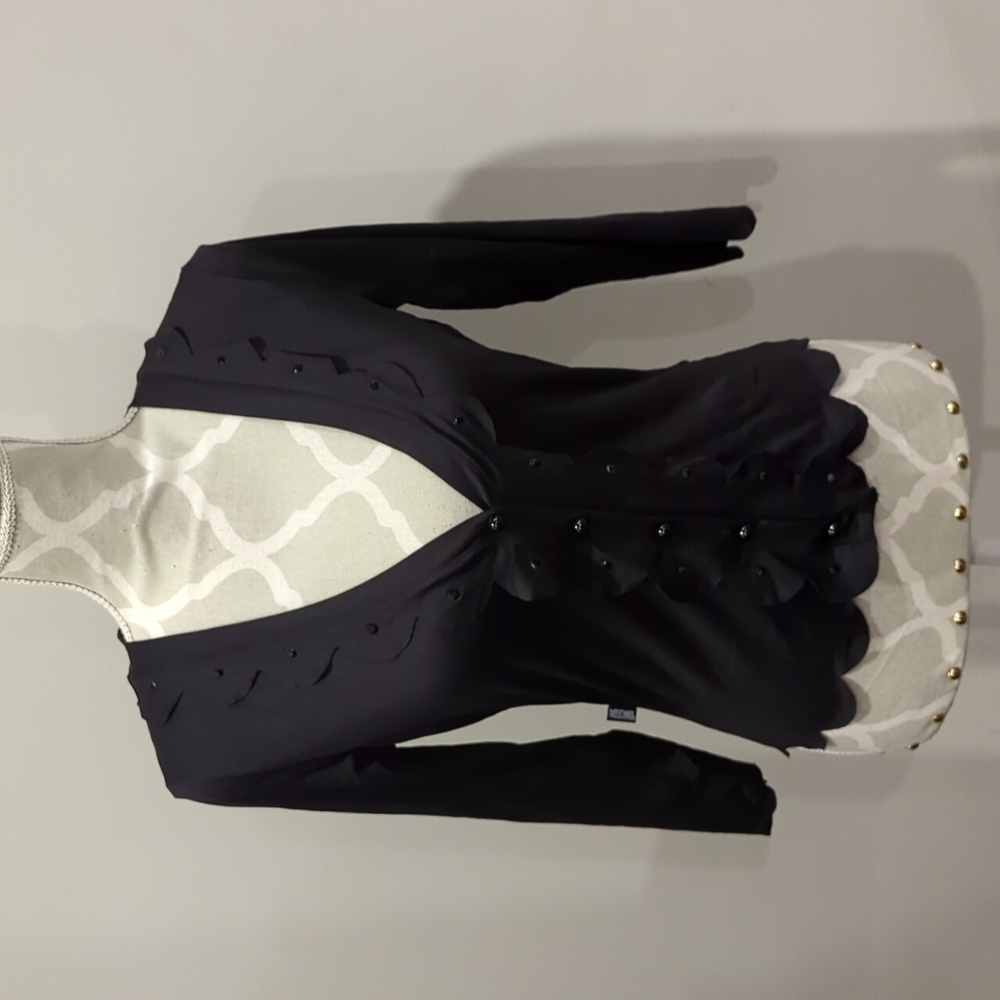 Moschino Jeans Black beaded and scalloped button up